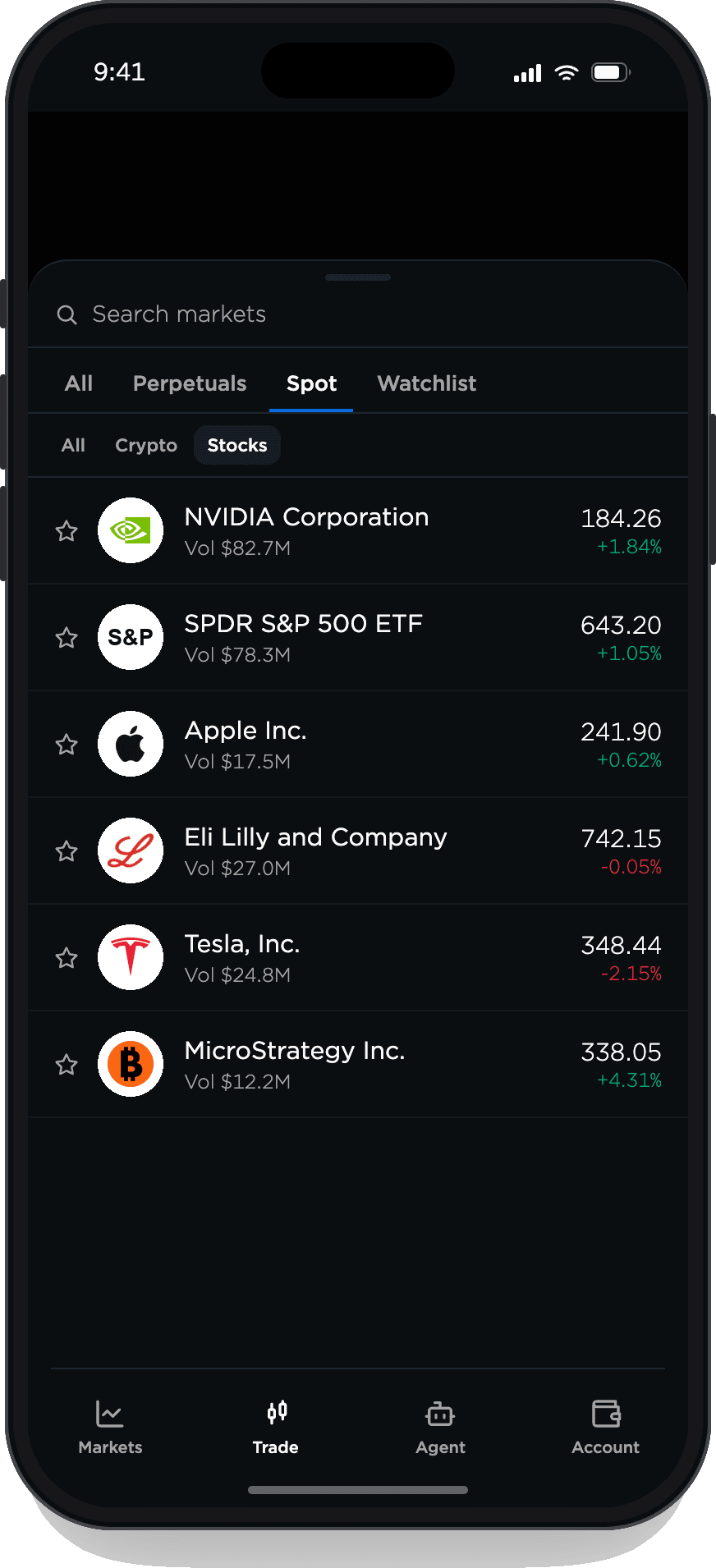 Bybull app showing US stocks to buy